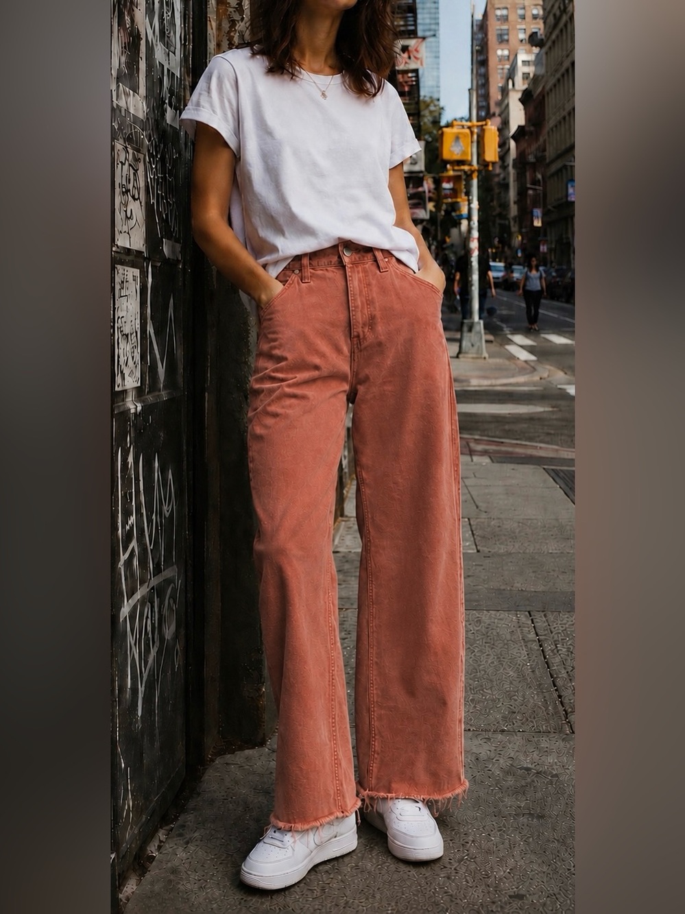 Vervet Pink Wide-Leg Raw Hem Jeans - Size 27